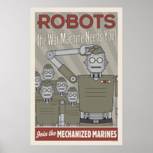 Propaganda för militär för vintagestilrobot poster