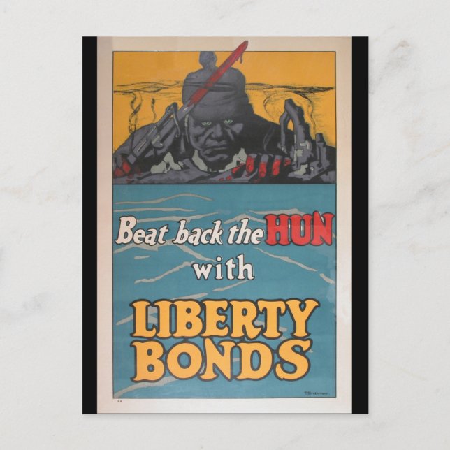 Propaganda Poster "Beat Back the Hun" WWI Vykort (Framsida)