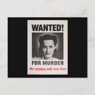 Propaganda Poster WWII "Wanted for Murder" Vykort