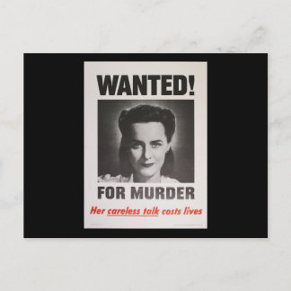 Propaganda Poster WWII "Wanted for Murder" Vykort