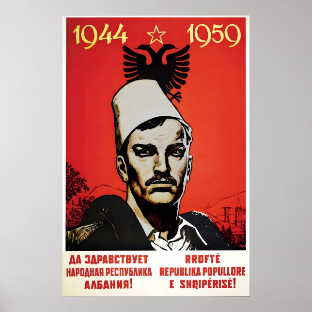 Propagandaposter albansk-sovjetisk vänskap lång poster (Framsidan)