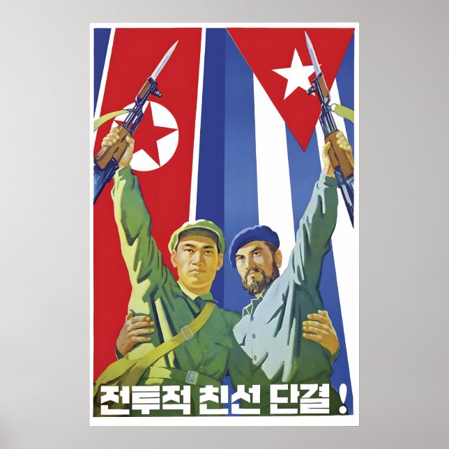 Propagandaposter Kuba & Nordkorea Militans Poster (Framsidan)