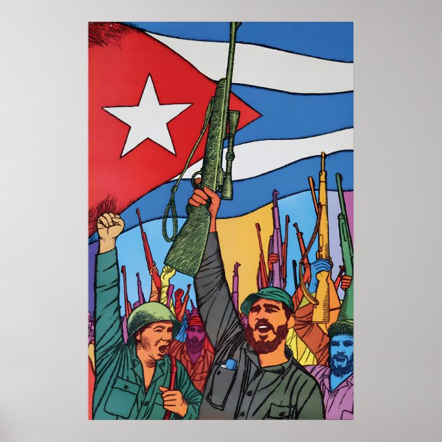 Propagandaposter Kuba Tio år Revolution Poster (Framsidan)