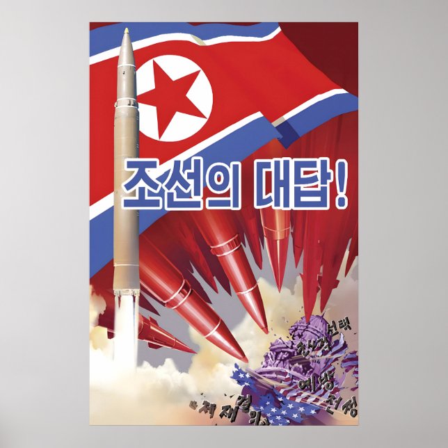 Propagandaposter Nordkorea Koreas svar Poster (Framsidan)