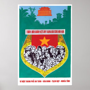 Propagandaposter Vietnam Vi bygger en trygg Poster