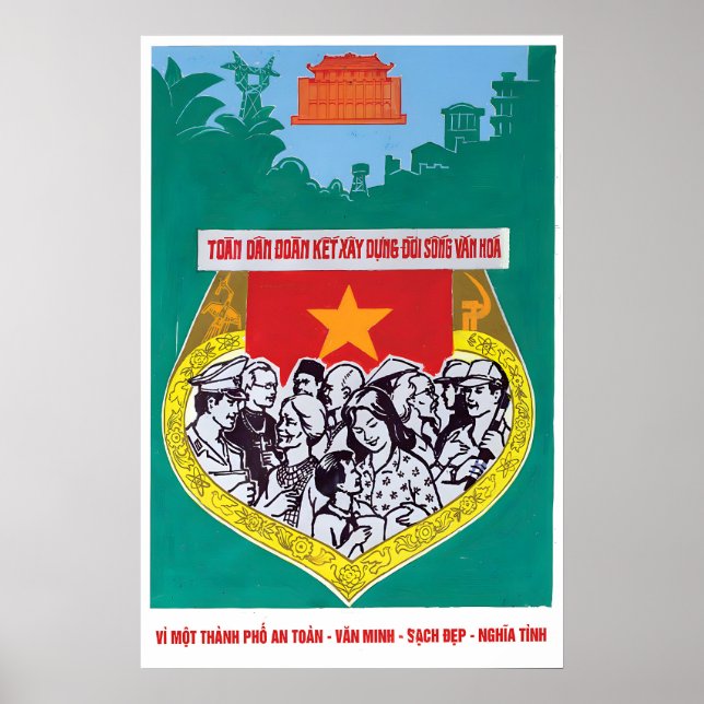 Propagandaposter Vietnam Vi bygger en trygg Poster (Framsidan)