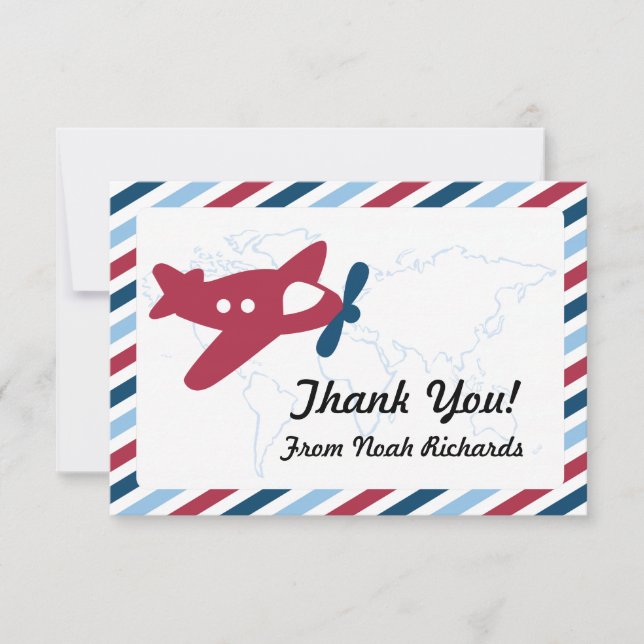 Propeller Flygplan Airmail Tack Kort (Framsida)