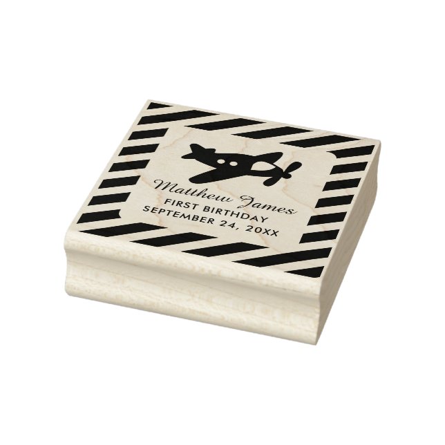 Propeller Flygplan med Rand | Födelsedag Stämpel (Stämpel)