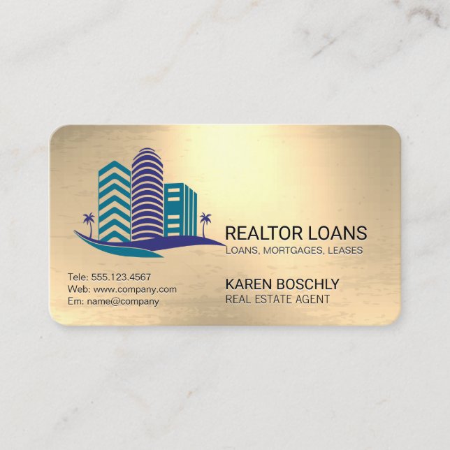 Properties Logo | Metallisk Bakgrund  Visitkort (Framsida)