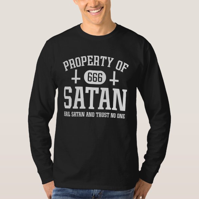 Property of Satan 666 Occult Lucifer Devilish Eat  T Shirt (Framsida)