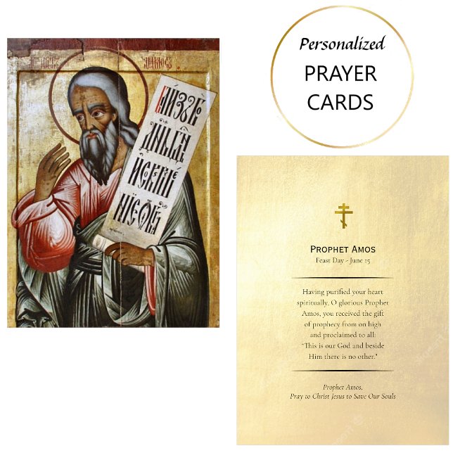 Prophet Amos Orthodox Christian Prayer Card Placeringskort (Skapare uppladdad)