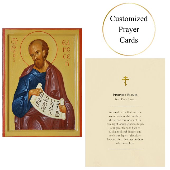 Prophet Elisha Orthodox Christian Prayer Card Placeringskort (Skapare uppladdad)