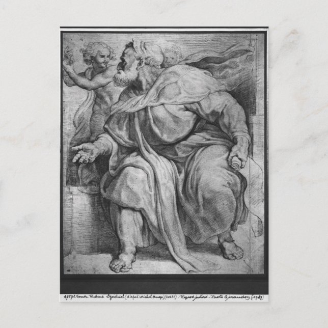 Prophet Ezekiel, efter Michangelo Buonarroti Vykort (Framsida)