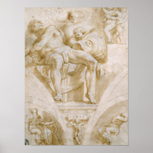 Prophet Jonah och två förstörda Lunettes Poster