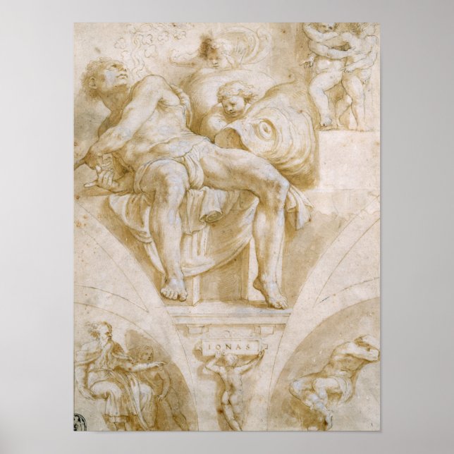 Prophet Jonah och två förstörda Lunettes Poster (Framsidan)