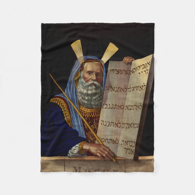 Prophet Moses med lagens tabletter Fleecefilt (Framsidan)