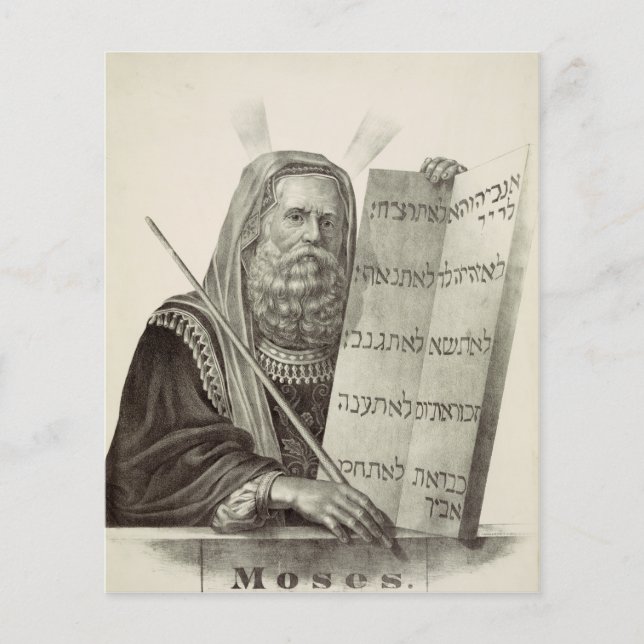 Prophet Moses med lagens tabletter Flygblad (Framsidan)
