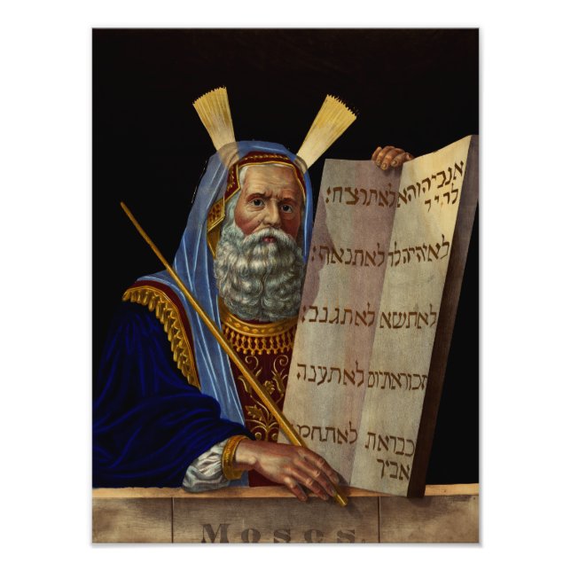 Prophet Moses med lagens tabletter Fototryck (Framsidan)