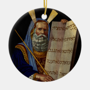 Prophet Moses med lagens tabletter Julgransprydnad Keramik