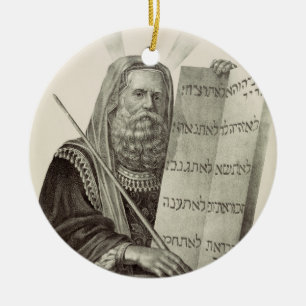 Prophet Moses med lagens tabletter Julgransprydnad Keramik