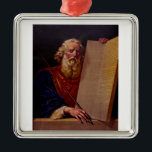 Prophet Moses on Mount Sinai – High-Fidelity Epic  Julgransprydnad Metall<br><div class="desc">Add majesty to your interior with this high-fidelity color reproduction of Moses and the Tablets of Testimony. The artwork masterfully captures the contrast between the harsh desert wilderness and the supernatural glow of the Divine Presence. The composition focuses on the prophet’s resolute eyes and the stone slabs that symbolize the...</div>