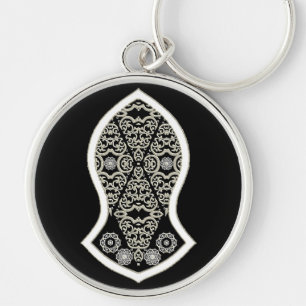 Prophetens sandal (vit) rund silverfärgad nyckelring