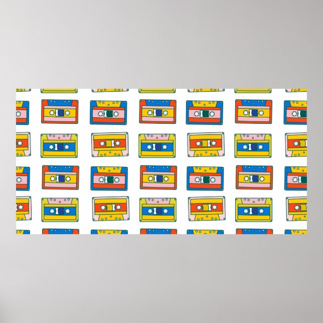 Proppart 90-talet, sömlös mönster i musikkassetter poster (Framsidan)