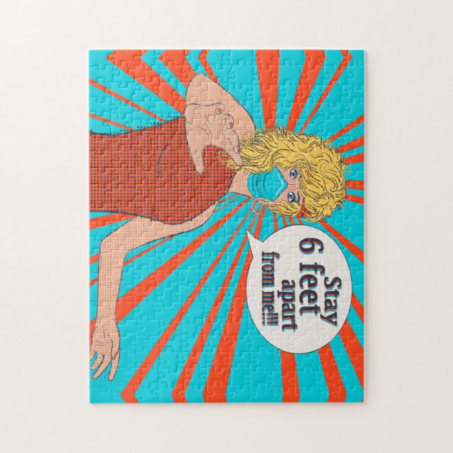 Proppbilsretro-kvinna i ansikte mask pussel (Vertikal)