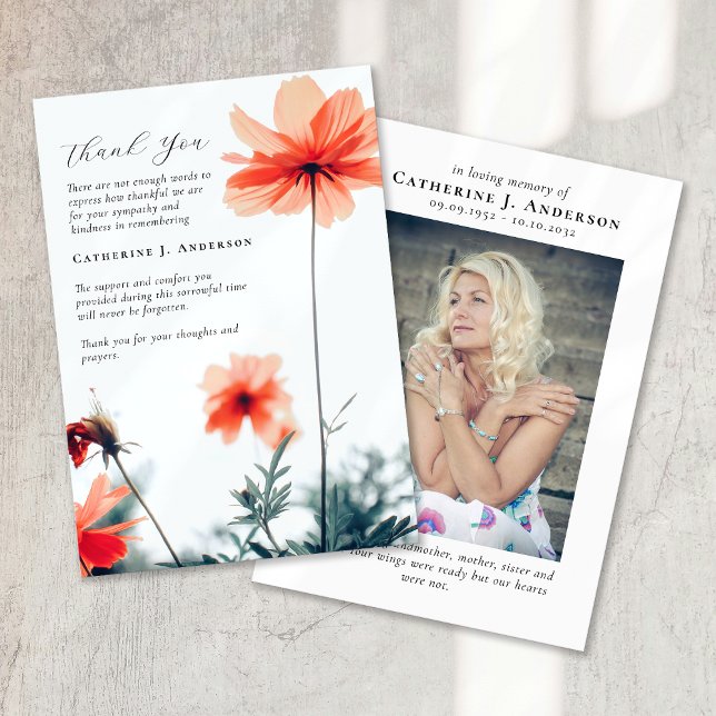 Proppies fotosympati för begravningsminne tack kort (Skapare uppladdad)