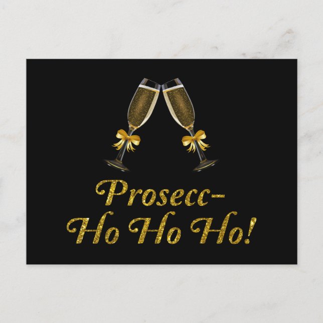Prosecc-Ho Ho Ho! Finny Prosecco-jul Party Vykort (Framsida)