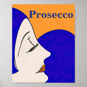 Prosecco, Abstrakt Woman Ansikte Poster