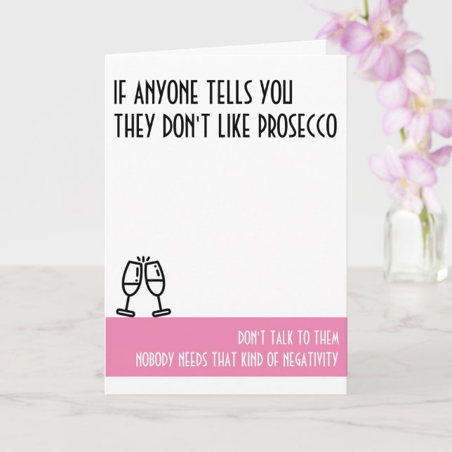 Prosecco Älskare Standard Rosa Birthday Kort (Orkide)