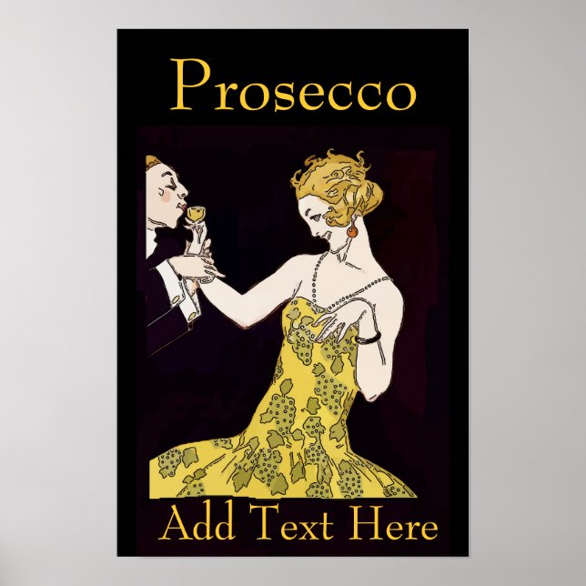 Prosecco, årgång  par, lägg till text, poster (Framsidan)