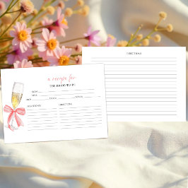 Prosecco Blommiga Bröllopsfest Receptkort Inbjudningar