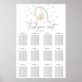 Prosecco bröllopsfest sittplatskarta poster