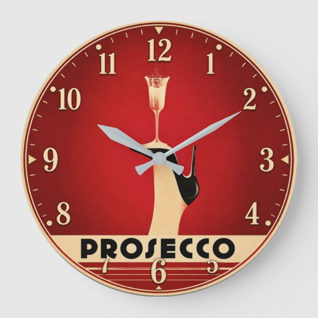 Prosecco Champagne Lover Kitchen Elegant Wine Stor Klocka (Framsida)