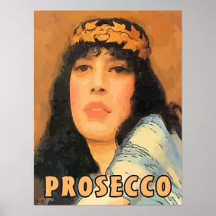 Prosecco Classical Woman, Vintage Stil Poster