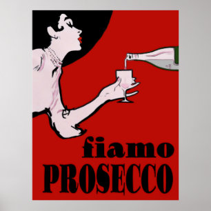 Prosecco Dam i rött Poster
