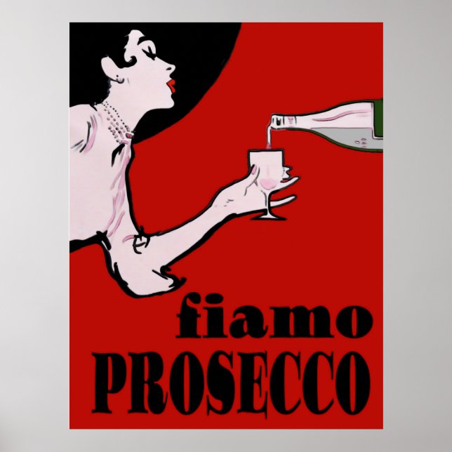 Prosecco Dam i rött Poster (Framsidan)
