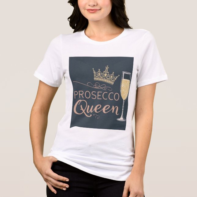 Prosecco Drottning – Gnistrande Kron & Champagne  T Shirt (Framsida)
