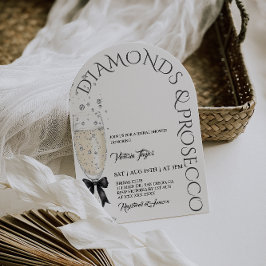Prosecco Elegant Bow Bröllopsdusch Inbjudningar