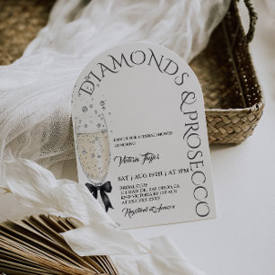 Prosecco Elegant Bow Bröllopsdusch Inbjudningar