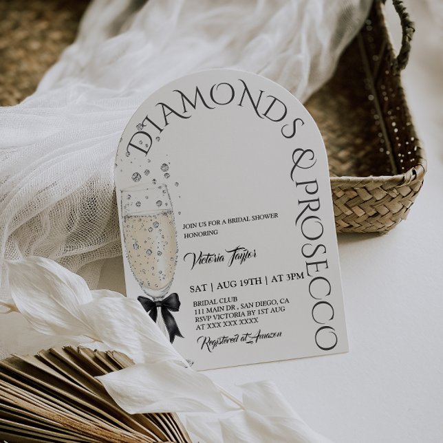 Prosecco Elegant Bow Bröllopsdusch Inbjudningar (Skapare uppladdad)
