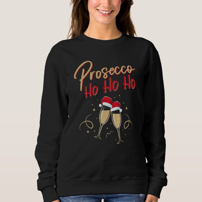Prosecco Ho Ho Champagne Flutes Champagne Christma T Shirt (Framsida)