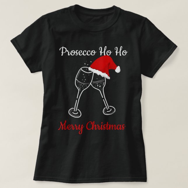 Prosecco Ho Ho jul Party Santa Hat T Shirt (Design framsida)
