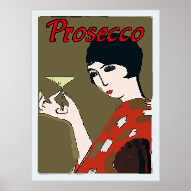 Prosecco, kvinna med glas poster (Framsidan)