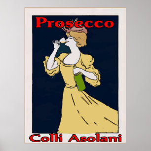 Prosecco, kvinna med glas poster