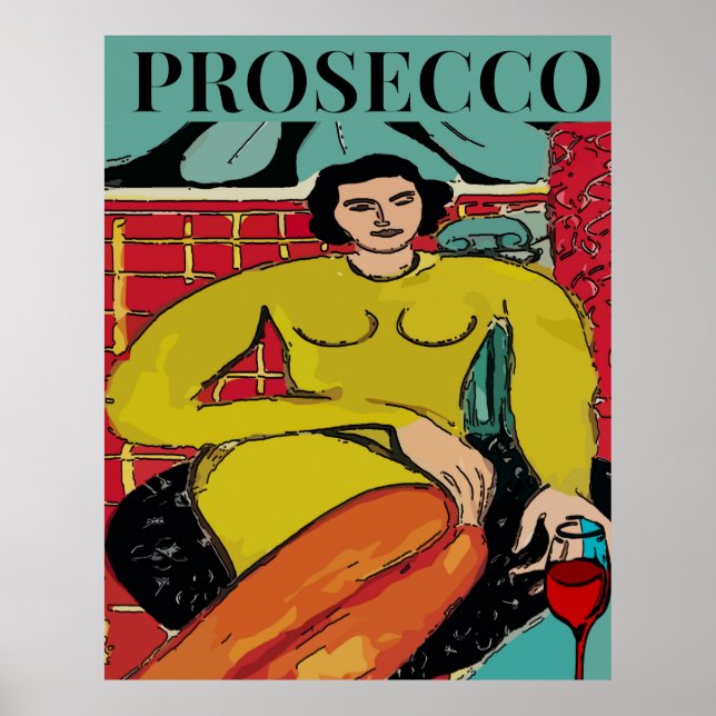 Prosecco Kvinna, Vin Poster (Framsidan)