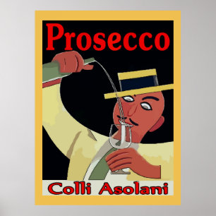 Prosecco man med exponeringsglas poster