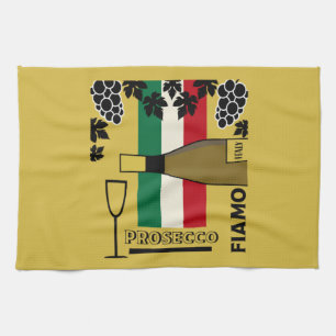 Prosecco mousserande vin kökshandduk